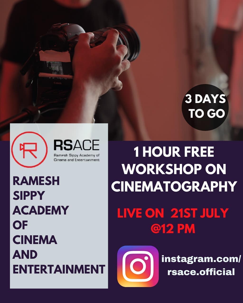 1 Hour free Workshop on Cinematography