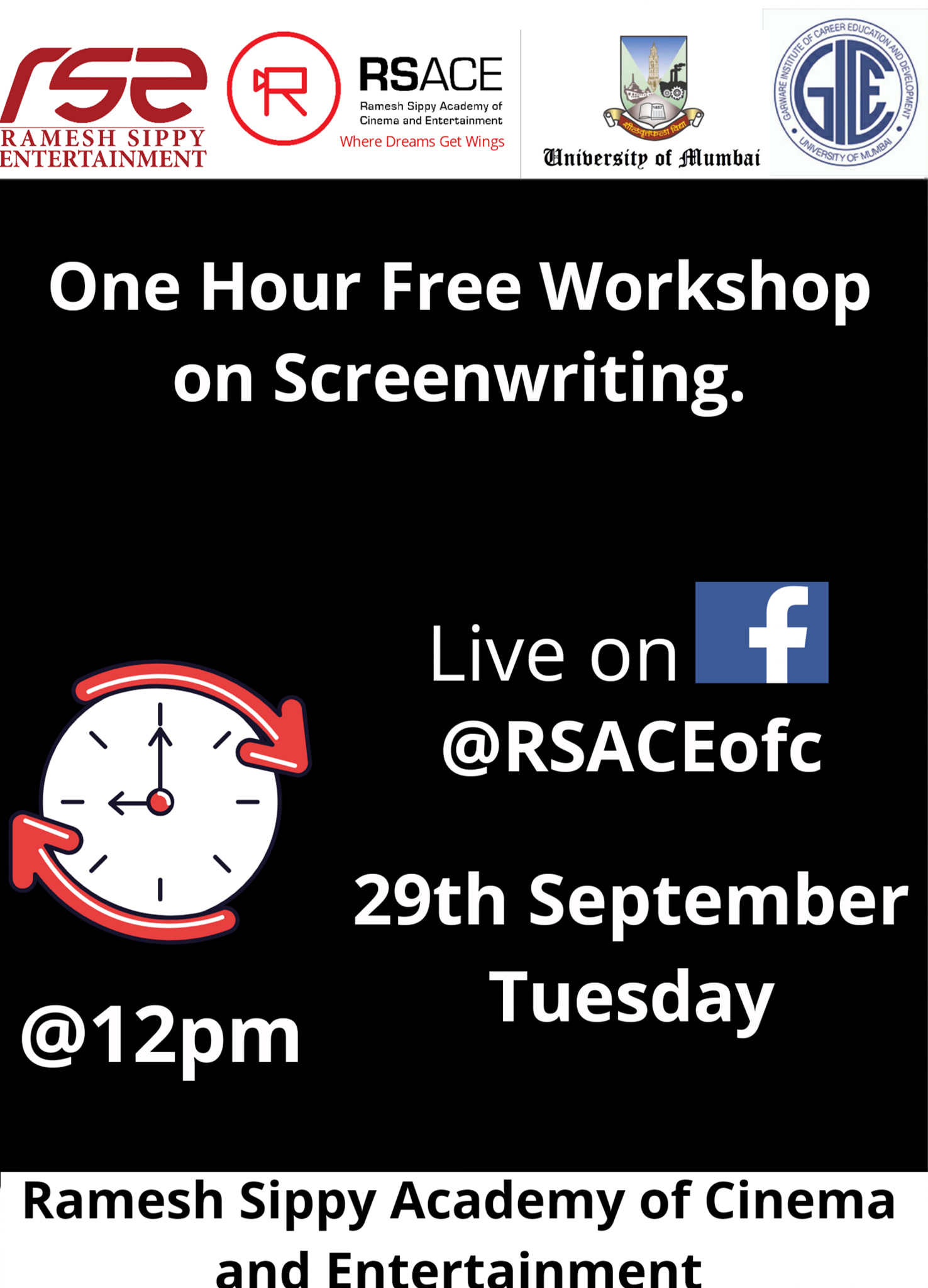 One Hour Free Workshop On Screenwriting